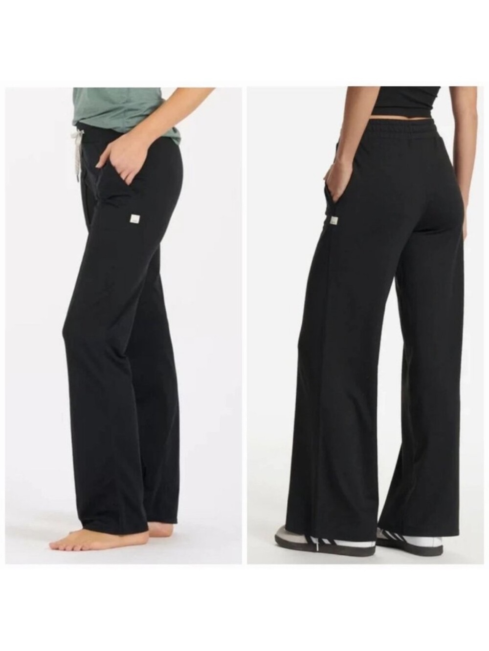Vuori Halo Essential Wide Leg Pants Womens Black Dreamknit Stretch VW425 L